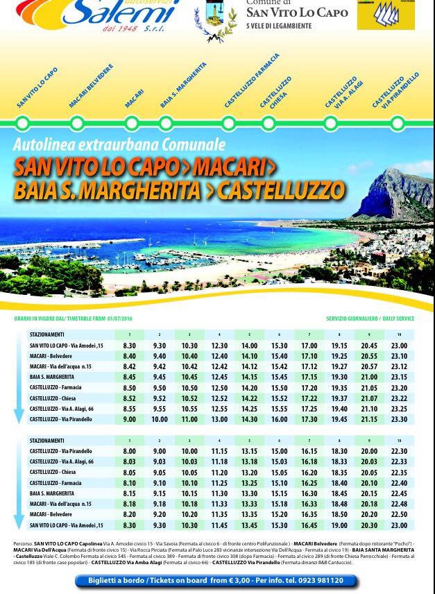 Autobus San Vito Lo Capo - Macari - Castelluzzo - Torre Salina